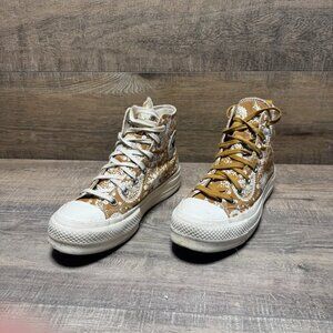 Converse Paisley Golden Canvas Platform High Top Sneaker Women's Size 8